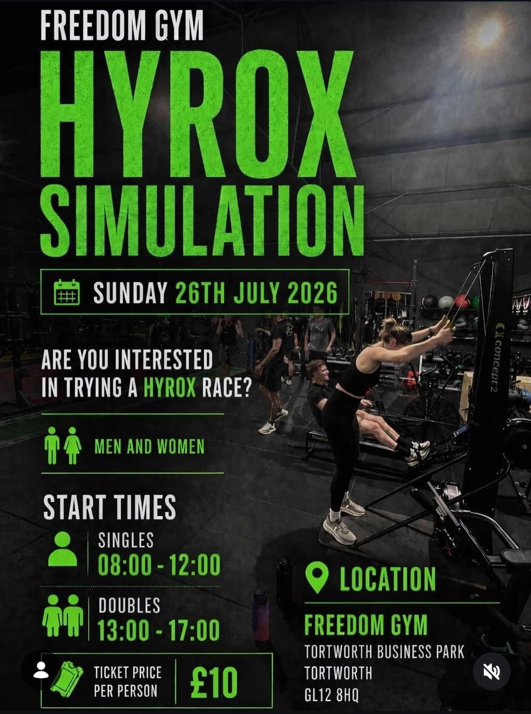 Freedom gym hyrox simulation image